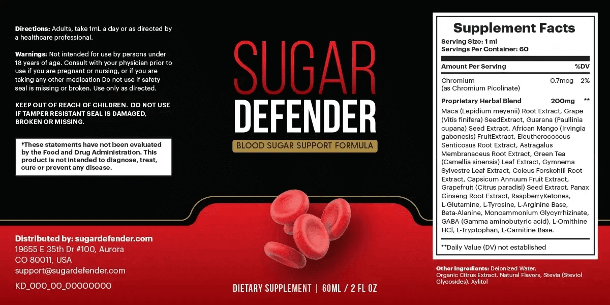 Sugar Defender Labels